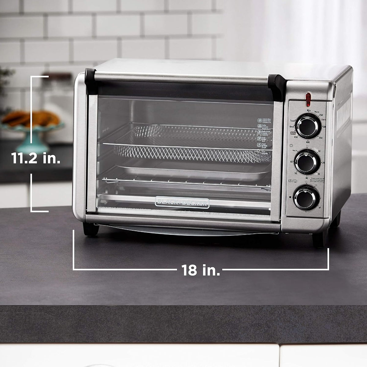 BLACK+DECKER Crisp &#39;N Bake Air Fry Toaster Oven, 6 Slice, 5 Cooking Functions, Stainless Steel, TO3215SSD