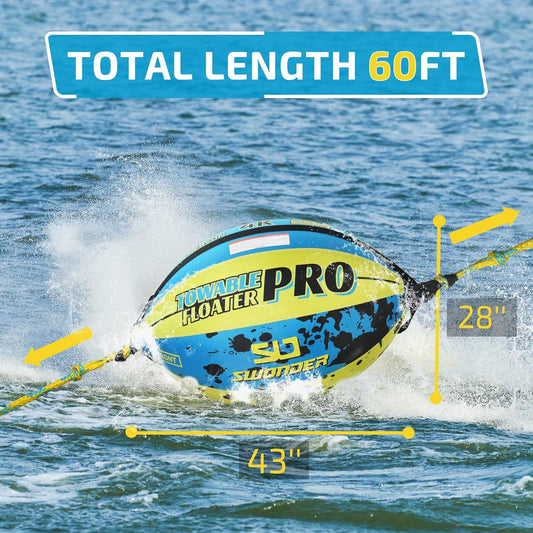 SWONDER Towable Floater PRO, Watersports Towable Ball with Heavy Duty Full Nylon Cover, 60ft Tow Rope for 1-4 Rider Towable Tubes