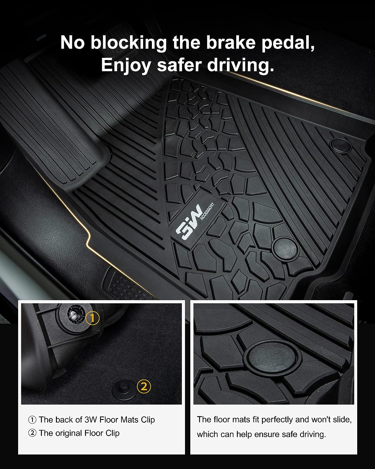 3W Floor Mats&amp;Cargo Liner Compatible for Jeep Grand Cherokee 2022-2024 TPE All Weather Custom Fit Floor Liner 1st 2nd Rows and Trunk Mat Full Set Car Mats, Black