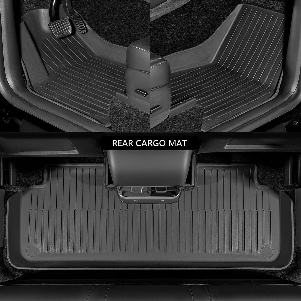 Maysoo Floor Mats for Tesla Model Y 2024-2020 All Weather TPE Cargo Liner Floor Mats and Cargo Trunk Mats Accessories (Set of 6)