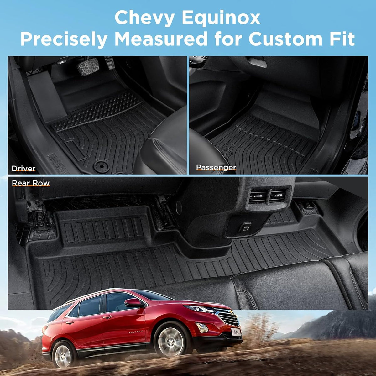 Floor Mats &amp; Cargo Liner for  2018-2024,  Chevy Equinox &amp; for GMC Terrain, Diffcar