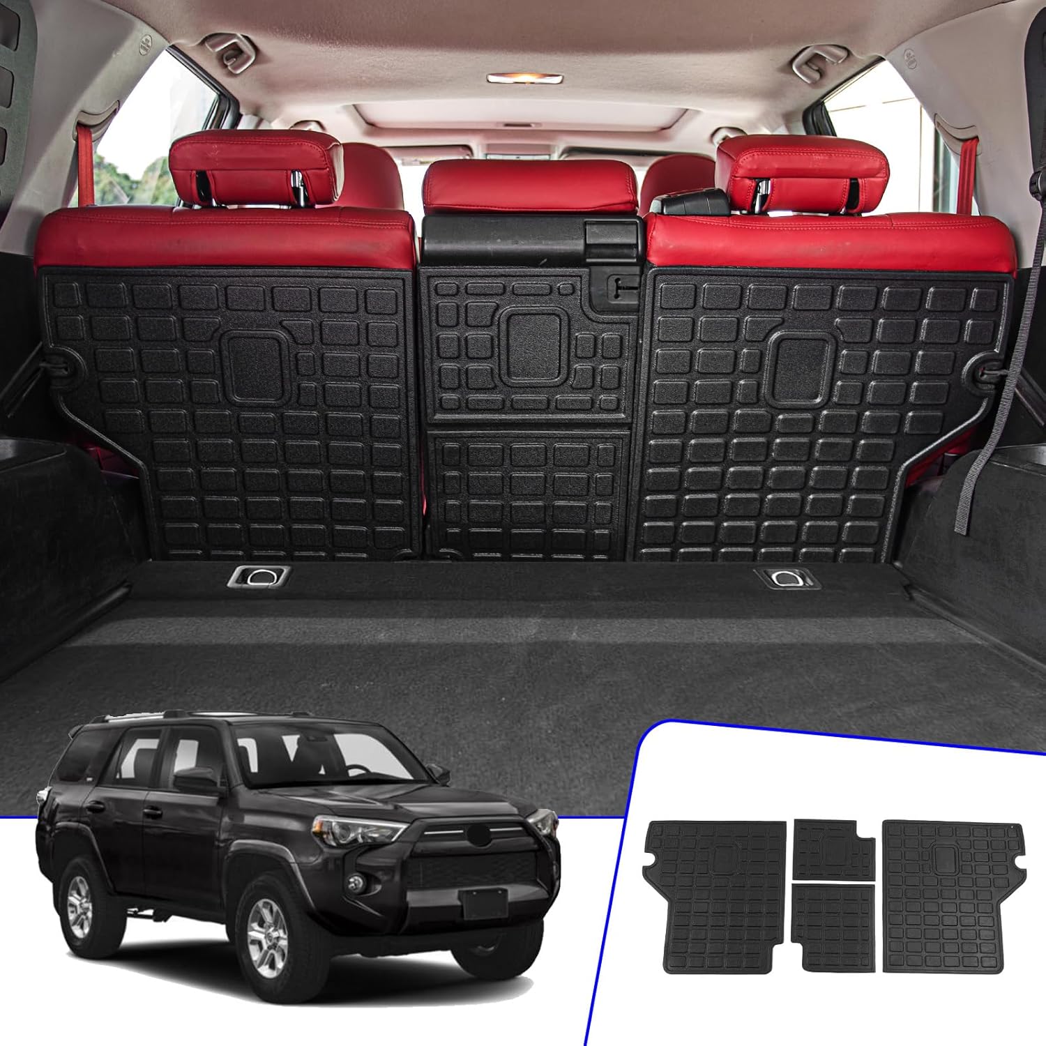 Rongtaod Back Seat Cover Protector Compatible with 2010-2024 Toyota 4Runner 5 Seats Trunk Mat Cargo Mat Cargo Liner 2023 Toyota 4 Runner Accessories (Backrest Mats,Fit without Sliding Tray)