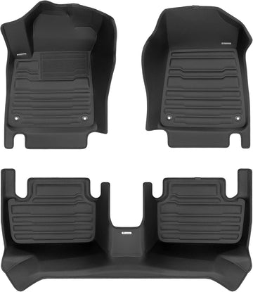 TuxMat 8714 - for Polestar 2 2020-2025 Models - Custom Car Mats - Maximum Coverage, All Weather, Laser Measured - This Full Set Includes 1st and 2nd Rows