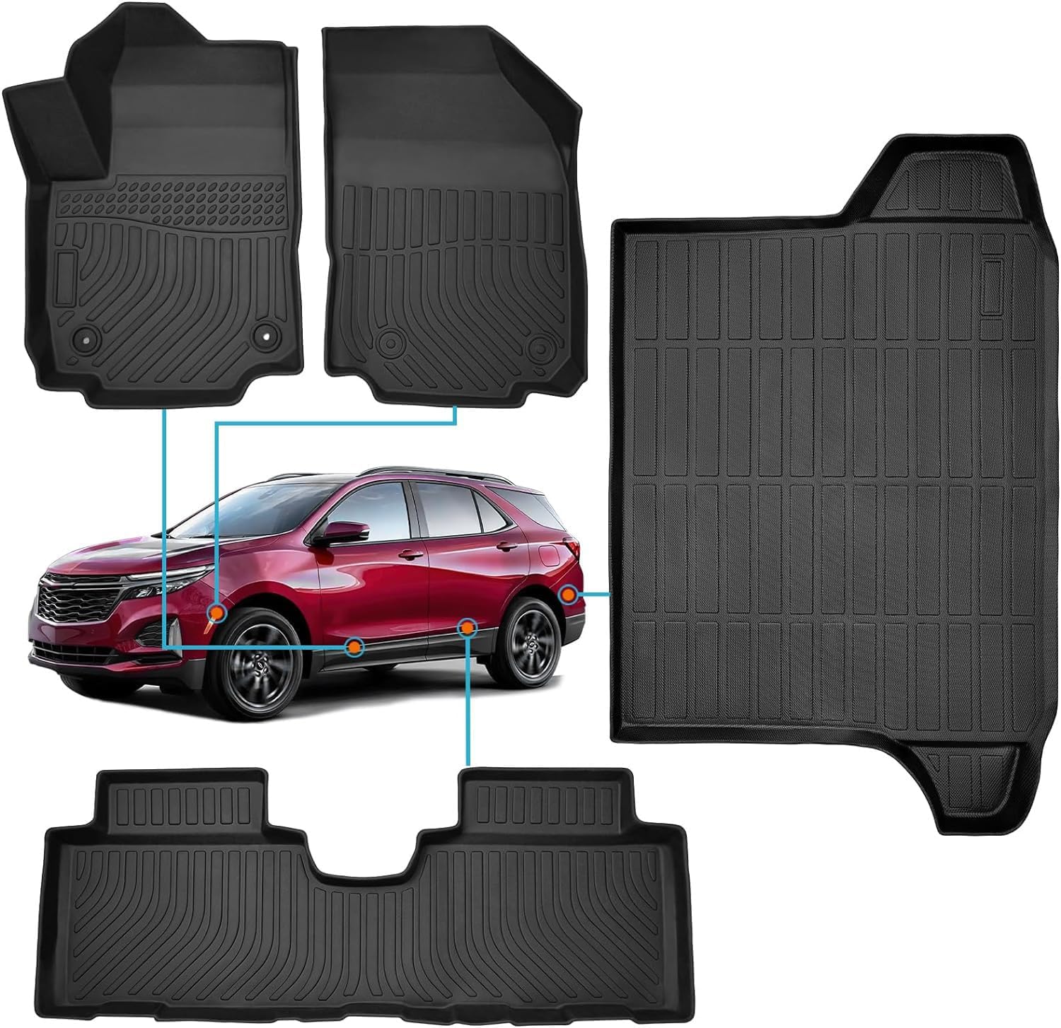 Floor Mats & Cargo Liner for  2018-2024,  Chevy Equinox & for GMC Terrain, Diffcar