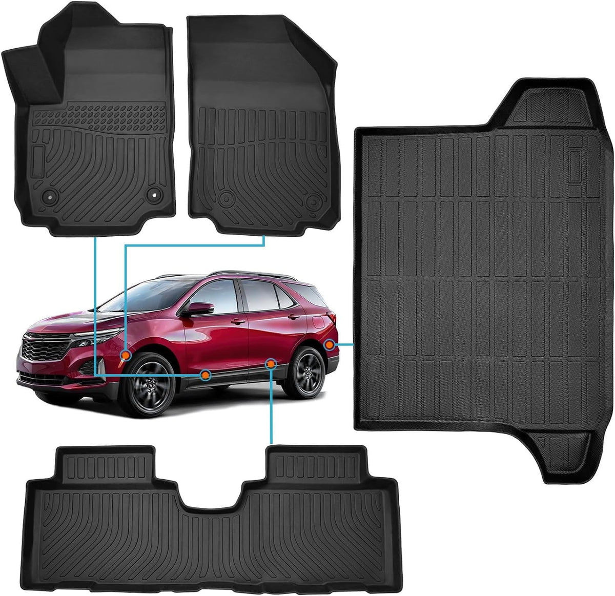 Floor Mats &amp; Cargo Liner for  2018-2024,  Chevy Equinox &amp; for GMC Terrain, Diffcar