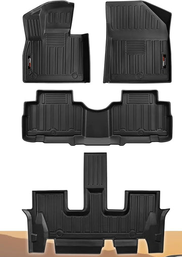 Jdeymat  Floor Mats For Hyundai Palisade 2020-2025,  3 Row & Cargo Liner  & Backrest Mat All Weather TPE Rubber Protection Mat for Palisade 7 & 8 Seats Accessories