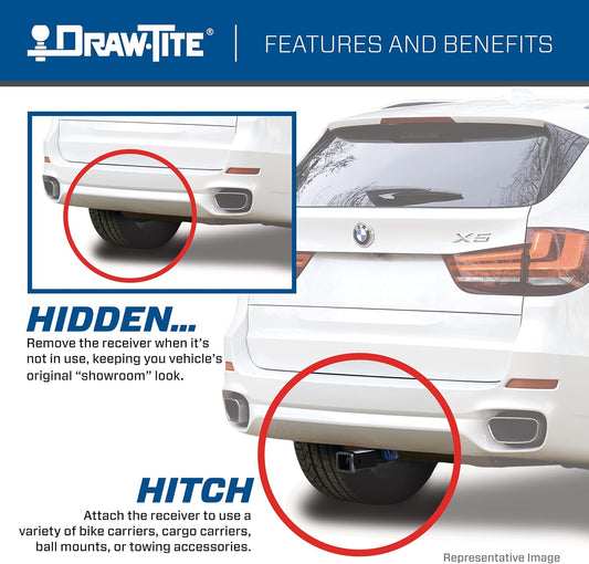 Draw-Tite 76912 Class 3 Trailer Hitch, 2 Inch Receiver, Black, Compatible with 2019-2022 Toyota RAV4
