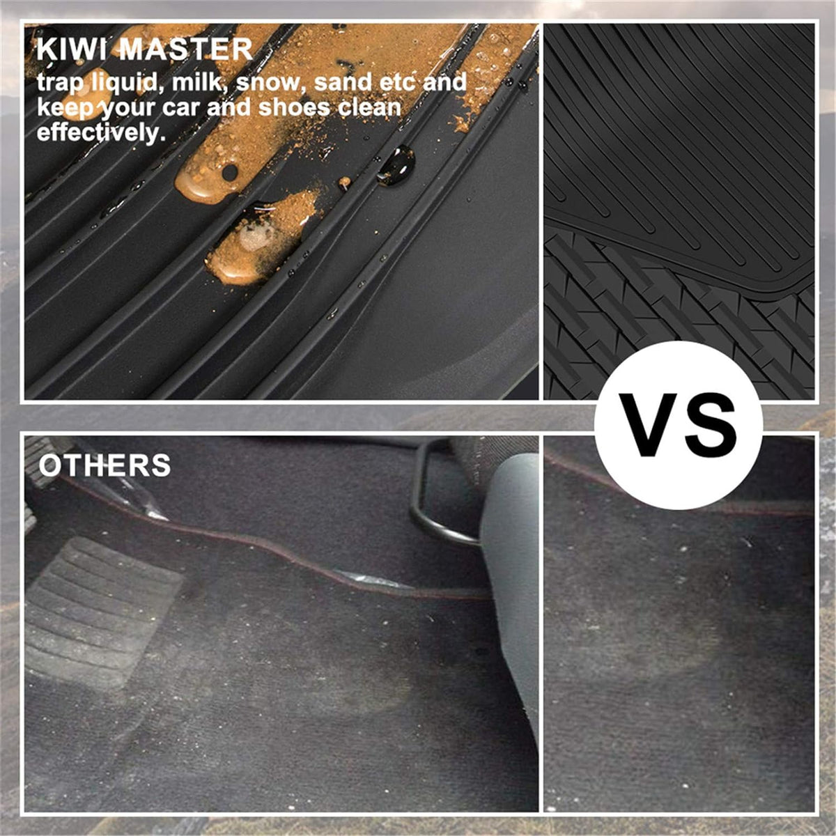 KIWI MASTER Floor Mats Compatible with 2019-2023 Dodge Ram 1500 Crew Cab Accessories All Weather Custom Fit Mat Liners TPE Slush Liner Black, Replace OEM # 82215321AB