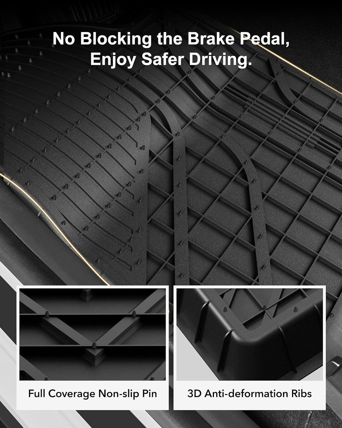 3W Floor Mats Fit for 2024 Tesla Model 3 Highland New Generation Odorless TPE All Weather Custom Fit Floor Liner for 2024 New Version Tesla Model 3 Car Accessories Full Set Black 10+ Years Lifespan