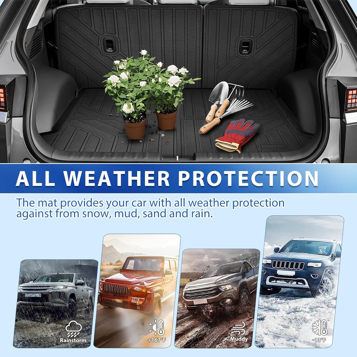 FIILINES Trunk Mat for Hyundai Ioniq 5 2022-2025 Cargo Mat All Weather Waterproof Odorless Trunk Cargo Liner with Backrest Mats Ioniq 5 Accessories Black (Trunk Mat+Backrest Mat)