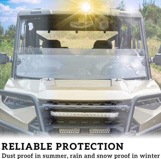 SAUTVS Clear Polycarbonate Half Windshield for Polaris Ranger XP 1000/900