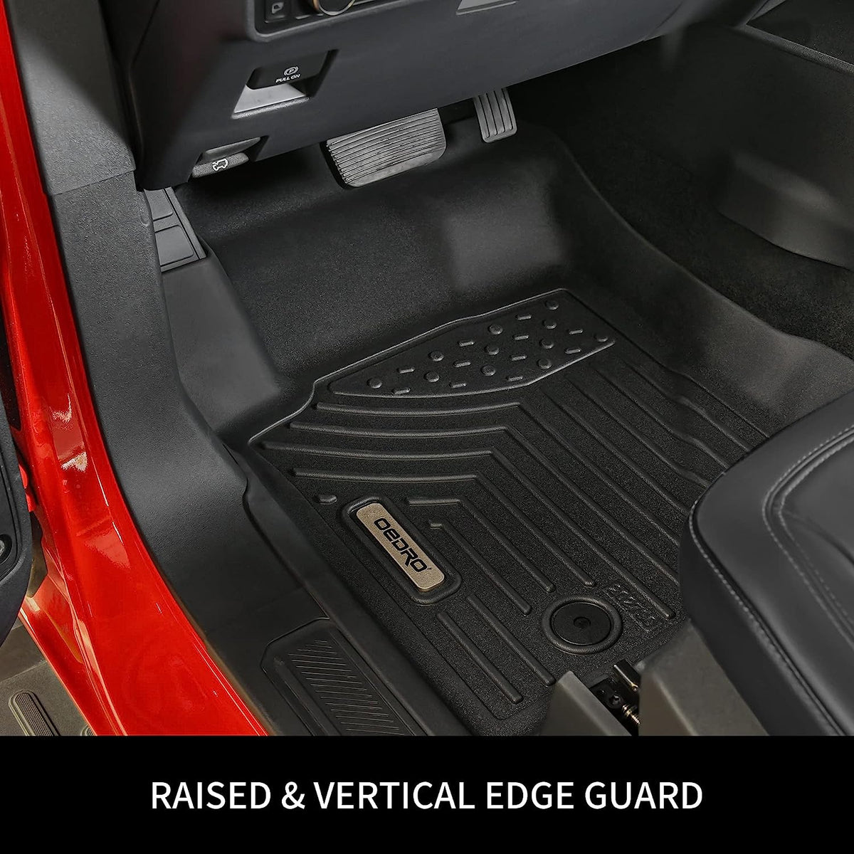 OEDRO Floor Mats Compatible with 2019-2023 Dodge Ram 1500 New Body Crew Cab (NOT for Classic Models), Front Row Bucket Seats, with Under Seat Storage Box, Black TPE All-Weather Guard - Custom Fit