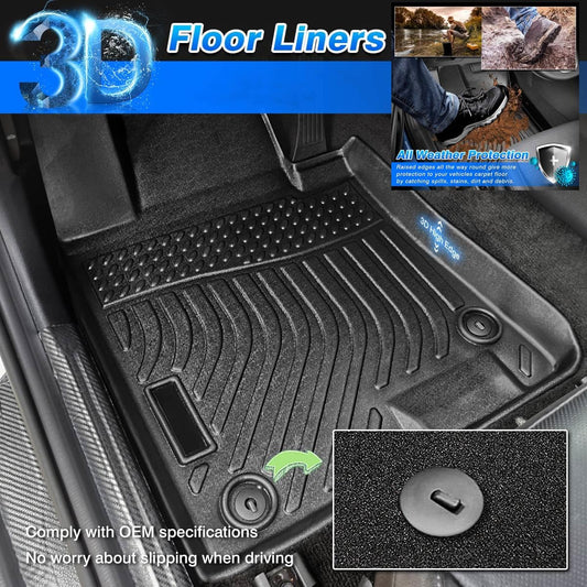 Cacartist Floor Mats Custom Fit for 2018 - 2023 Chevrolet Traverse 7 Seater with 1st 2nd and 3nd Row TPO Odorless High Edge Floor Liners for Traverse with 2nd Row Bucket Seats