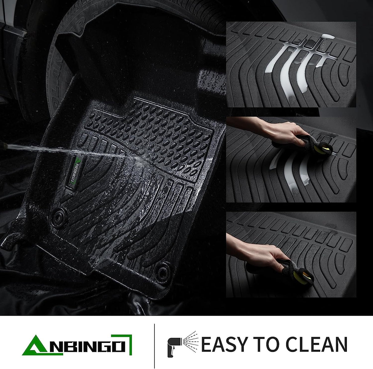 ANBINGO Floor Liner Compatible with Volkswagen Golf 7 2015-2020 Odorless Durable TPE Car Mats,All Weather Guard Anti-Slip Front &amp; Rear Row