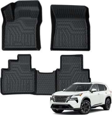 FIILINES Floor Mats for Nissan Rogue 2021-2025 All Weather Floor Liners Durable Odorless Front & Rear Row Carpet Liner Set (No Sport Models or Front Wheel Drive Models)