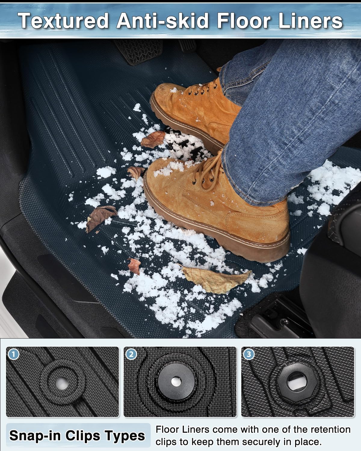 Mixsuper Liner Floor Mats Compatible with 2019-2024 BMW X5, All Weather Floor Liners for X5 Accessories Durable 1st and 2nd Row Set Black