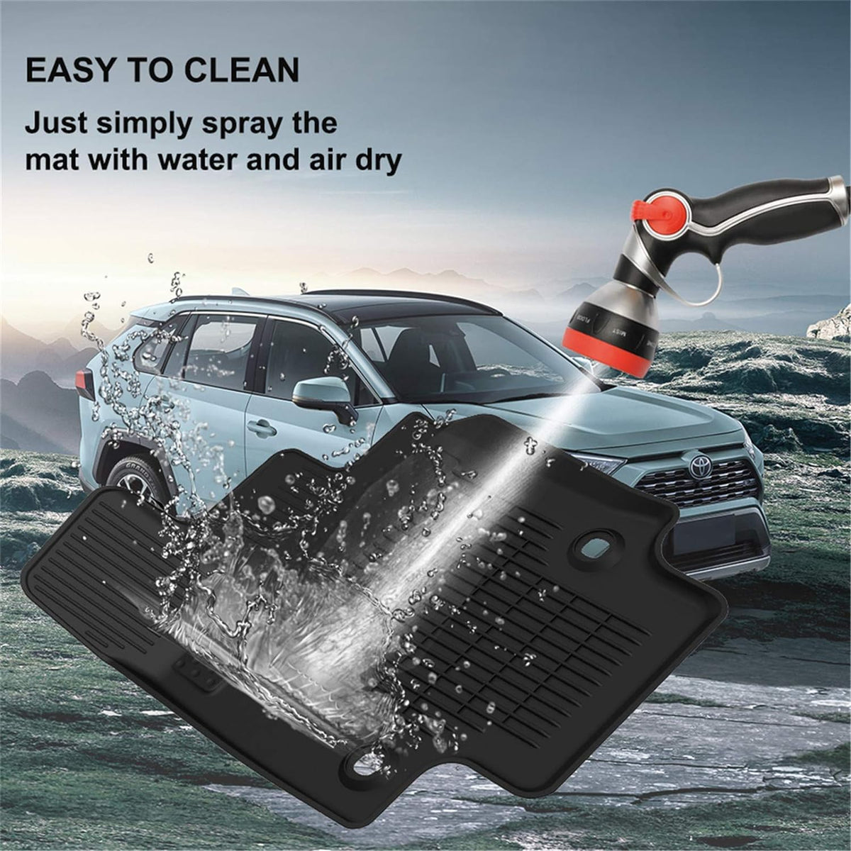 KIWI MASTER Floor Mats Compatible for 2019-2022 Toyota RAV4 All Models Accessories All Weather Protector Mat Liners Front Rear 2 Row Seat TPE Slush Liner Black PT908-42190-02