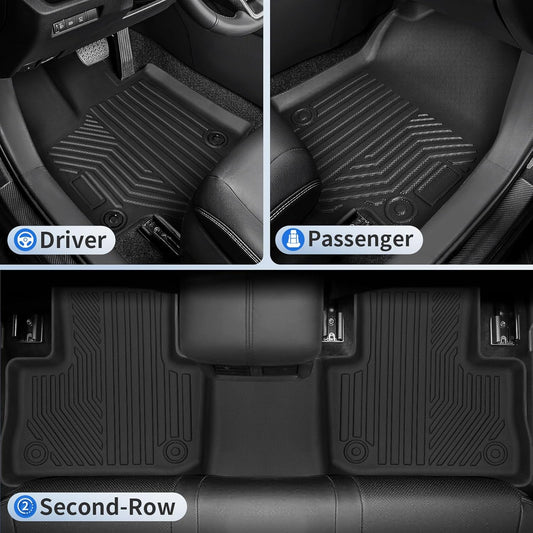 TSLDRV Floor Mats for Toyota RAV4 2025 2024-2019 (Include Hybrid) Full Set All Weather Floor Mats for Toyota RAV4 Accessories 2025 2024-2019 TPE Back Seat Cover Protector Trunk Frunk Mat