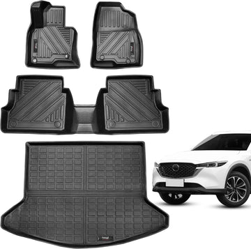 Yonugli Floor Mats 2 Rows and Trunk Cargo Liner Compatible for 2017 2018 2019 2020 2021 2022 2023 2024 2025 Mazda CX-5 Accessories All Weather TPE Rubber Protection Mat (Floor Mats+Cargo Liner) Brand: Yonugli