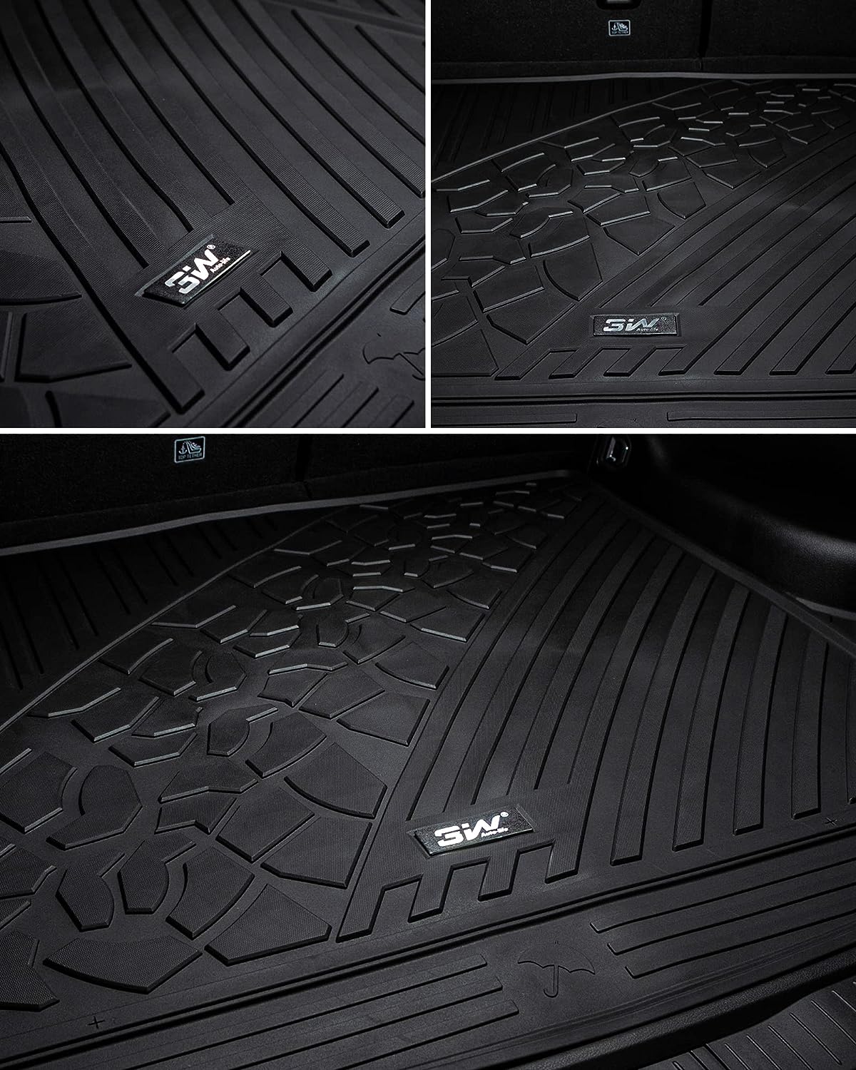 3W Floor Mats&amp;Cargo Liner Compatible for Jeep Grand Cherokee 2022-2024 TPE All Weather Custom Fit Floor Liner 1st 2nd Rows and Trunk Mat Full Set Car Mats, Black