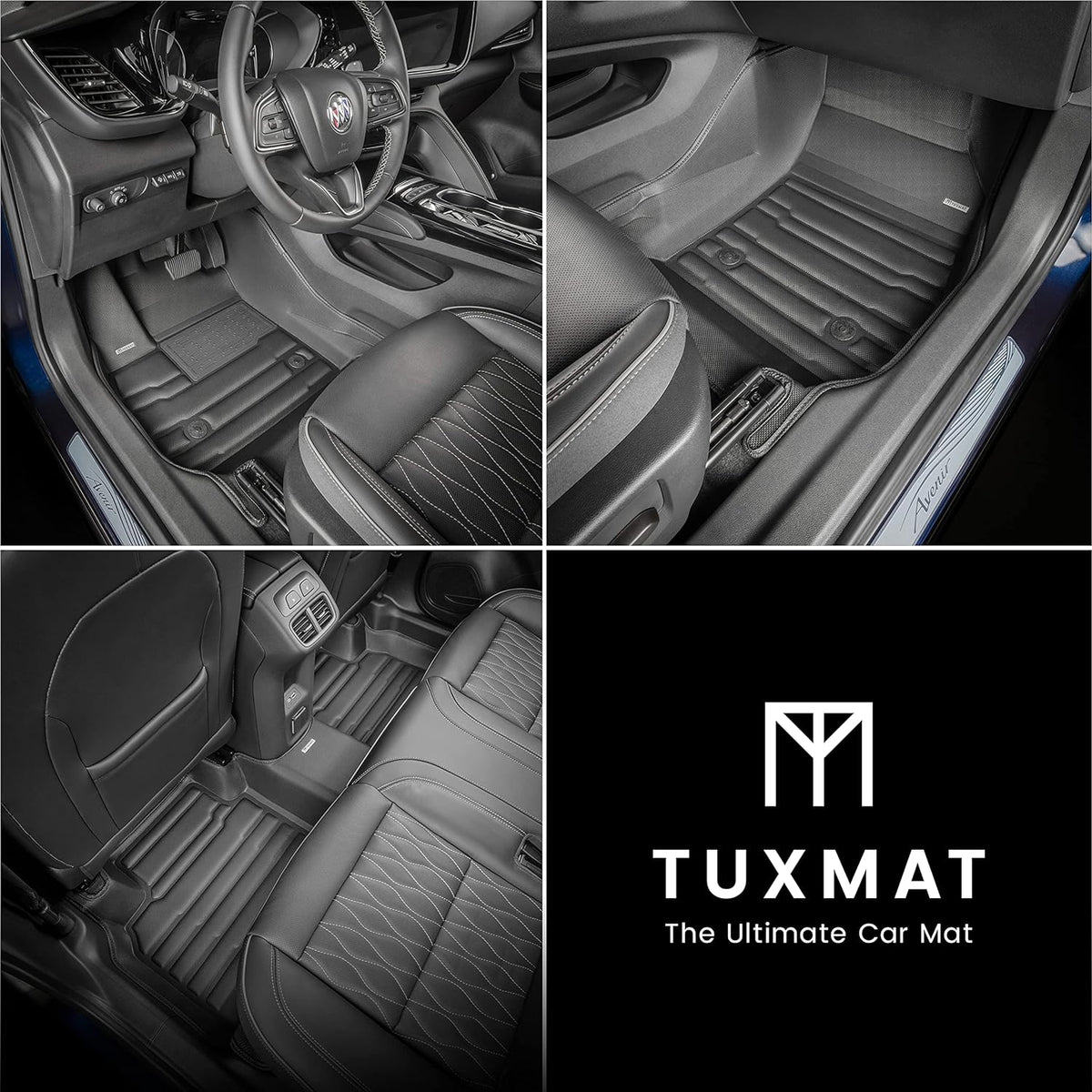TuxMat - for Buick Envision 2021-2024 Models - Custom Car Mats - Maximum Coverage, All Weather, Laser Measured - This Full Set Includes 1st and 2nd Rows