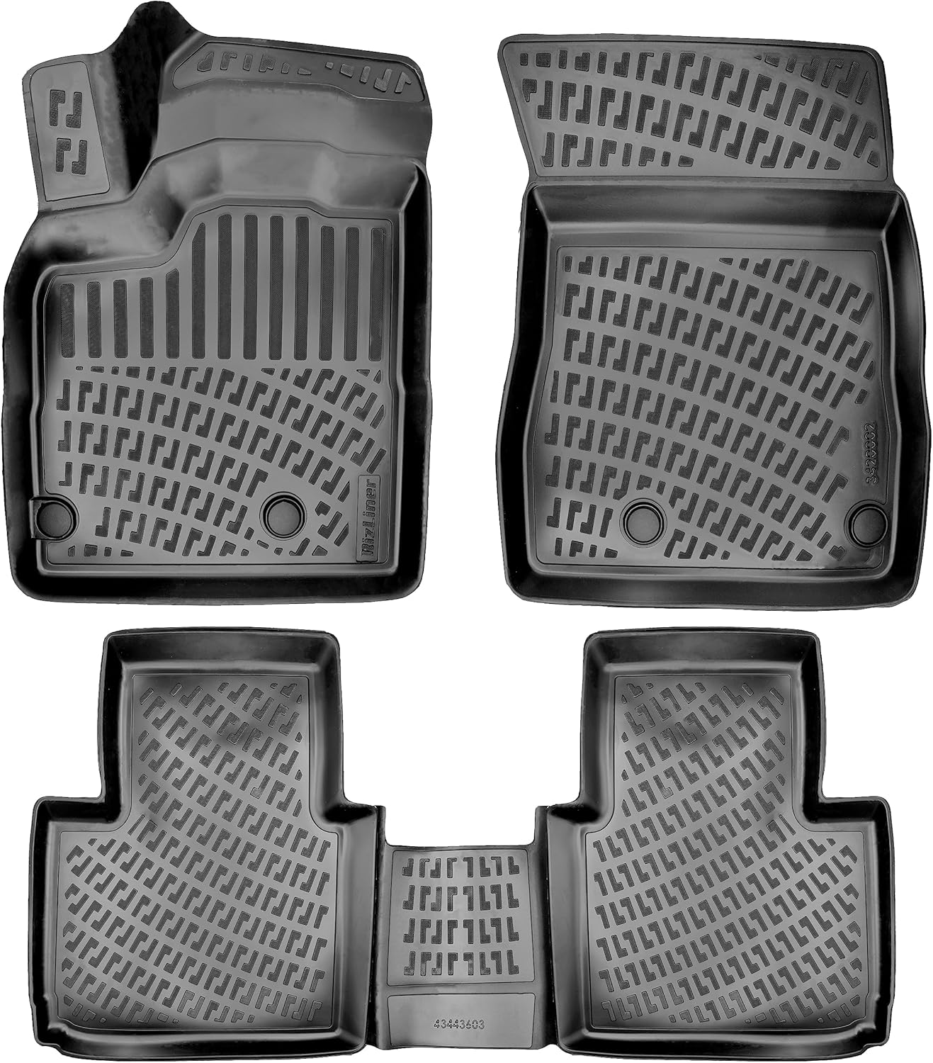 RizLiner Mitsubishi Outlander 2022-2025 (No PHEV or Sport Models) Floor Mats Custom Fit 3D Rubber Car Mats Laser Measured Floor Liners All Weather Waterproof Non-Slip (Front & Rear)