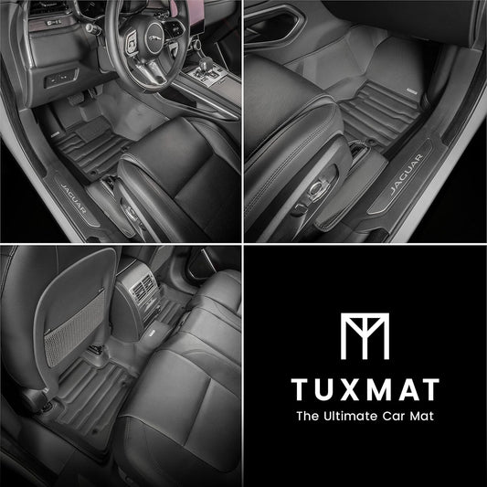 TuxMat - for Jaguar F-Pace 2017-2026 Models - Custom Car Mats - Maximum Coverage, All Weather, Laser Measured - This Full Set Includes 1st and 2nd Rows