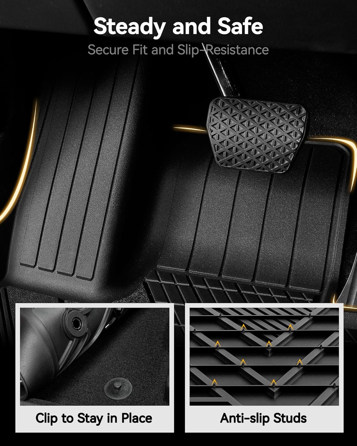 3W Floor Mats,  Custom Fit for BMW X5 2019-2024 2025 TPE All-Weather Full Set  Heavy Duty Floor Liner  Accessories, Black (Only for 5 Passenger)