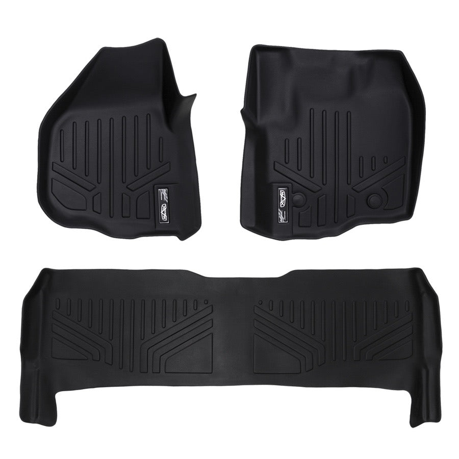 Ford F250, 350, 450, 550 Maxliner Smartliner First &amp; Second Row Floor Liners A0116/B0042, Black