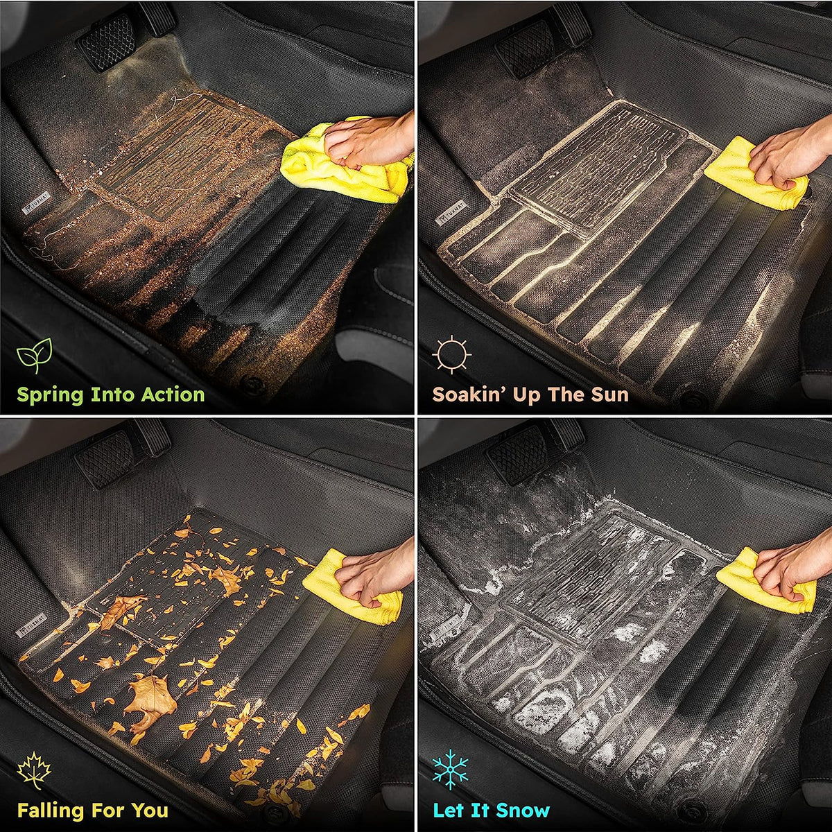 TuxMat 8377 - for Honda Ridgeline 2017-2024 Models - Custom Car Mats - Maximum Coverage, All Weather, Laser Measured - This Full Set Includes 1st and 2nd Rows
