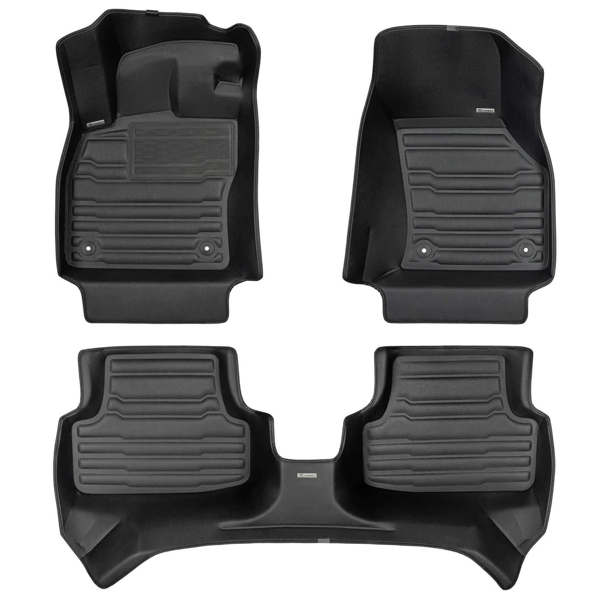 TuxMat 8686  For Chevrolet Bolt EUV Black Front And Rear Row Custom Floor Liner Set