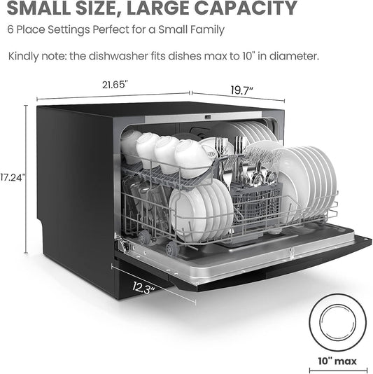 Comfee 6-Place Setting EnergyStar Compact Countertop Dishwasher with 8 Cleaning Settings