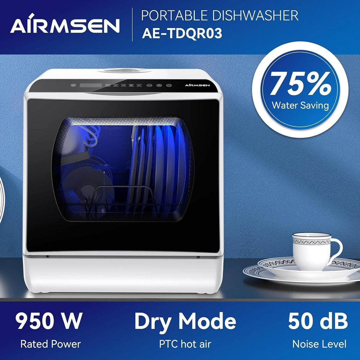 AIRMSEN AE-TDQR03 Portable Countertop Dishwasher