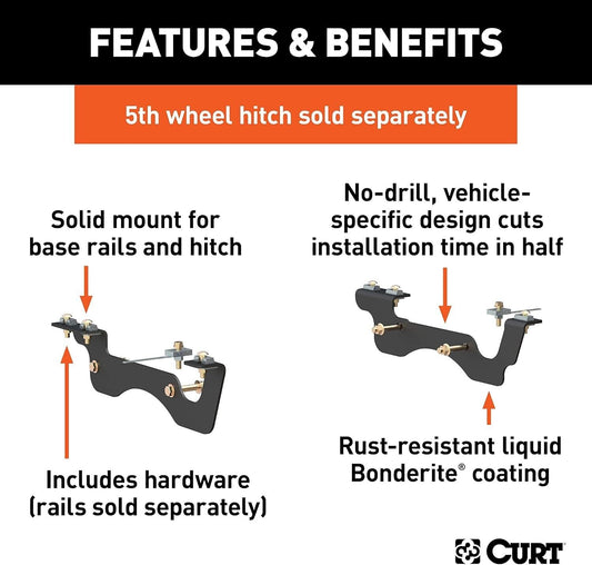 CURT 16431 Fifth Wheel Custom Bracket Kit SELECT FORD F-250, F-350, F-450