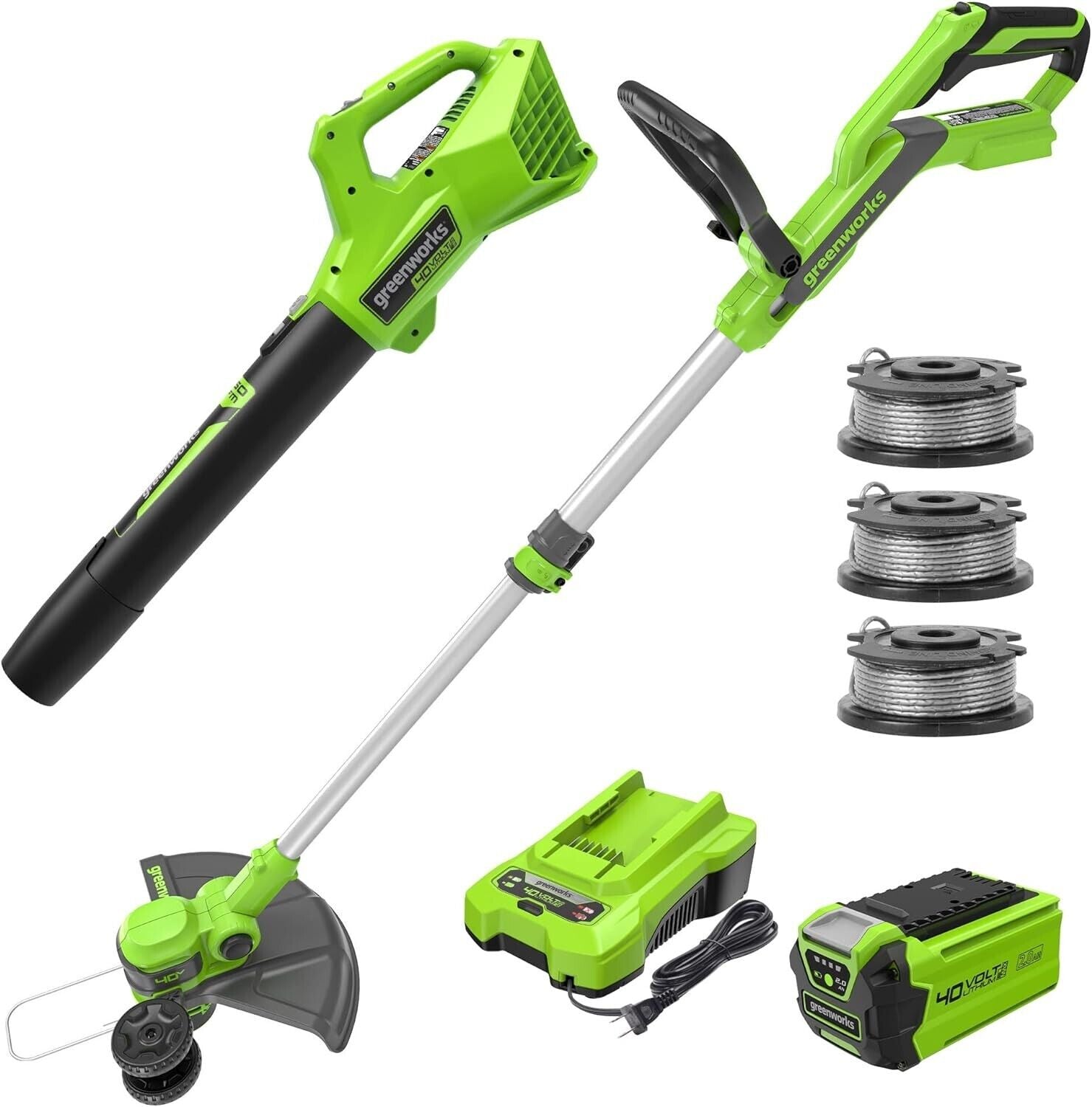 Greenworks 40V 13-Inch Cordless String Trimmer/Edger and Leaf Blower Combo Kit