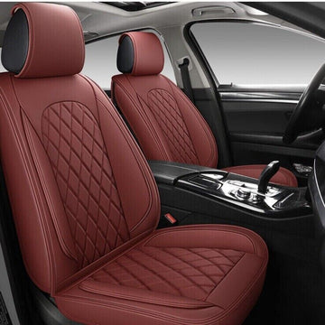 LINGVIDO Burgundy Faux Leather Car Seat Covers