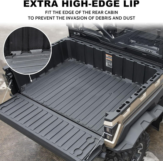 SAUTVS Rubber Bed Mat Liner for Polaris Ranger XP 1000, TPE Rear Cargo Bed Mat