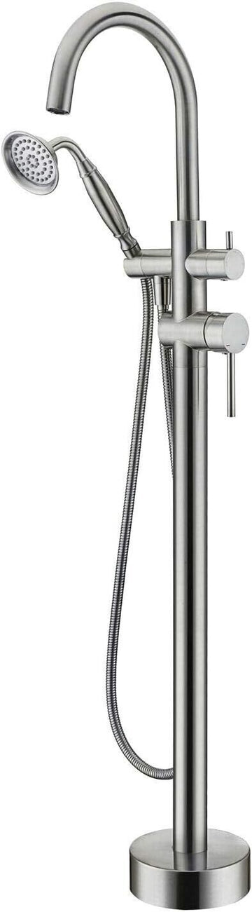 Sanitary Wares Tub Filler Freestanding Bathtub Faucet Brushed Nickel Floor Mounted