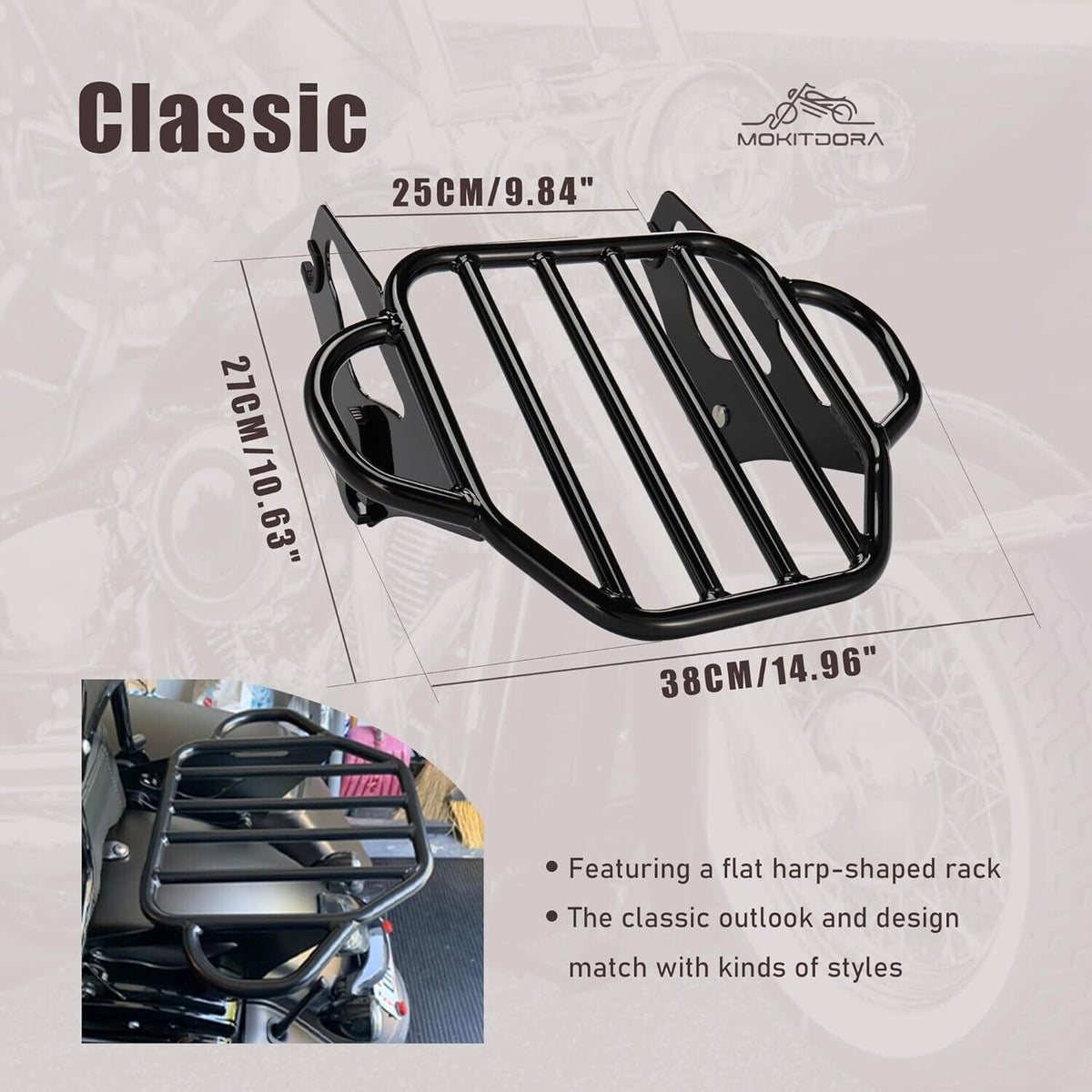 Mokitdora Detachable Two-Up Luggage Rack Mounting Rack For Harley - Davidson
