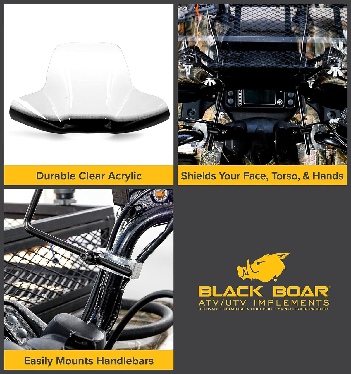 Camco Black Boar ATV Replacement Wraparound Windshield 66031