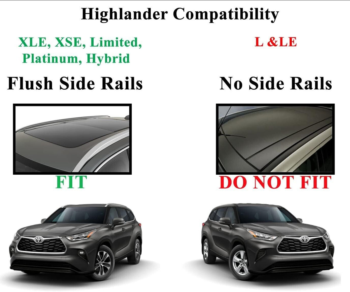 BrightLines Crossbars Roof Racks Replacement for Toyota Highlander XLE XSE Limited Platinum Hybrid 2020 2021 2022 2023 2024 for Kayak Luggage ski Bike Carrier