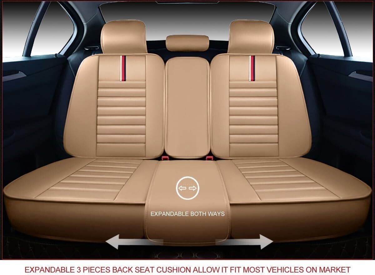 OASIS AUTO Car Seat Covers Accessories Full Set Premium Nappa Leather SUV Truck