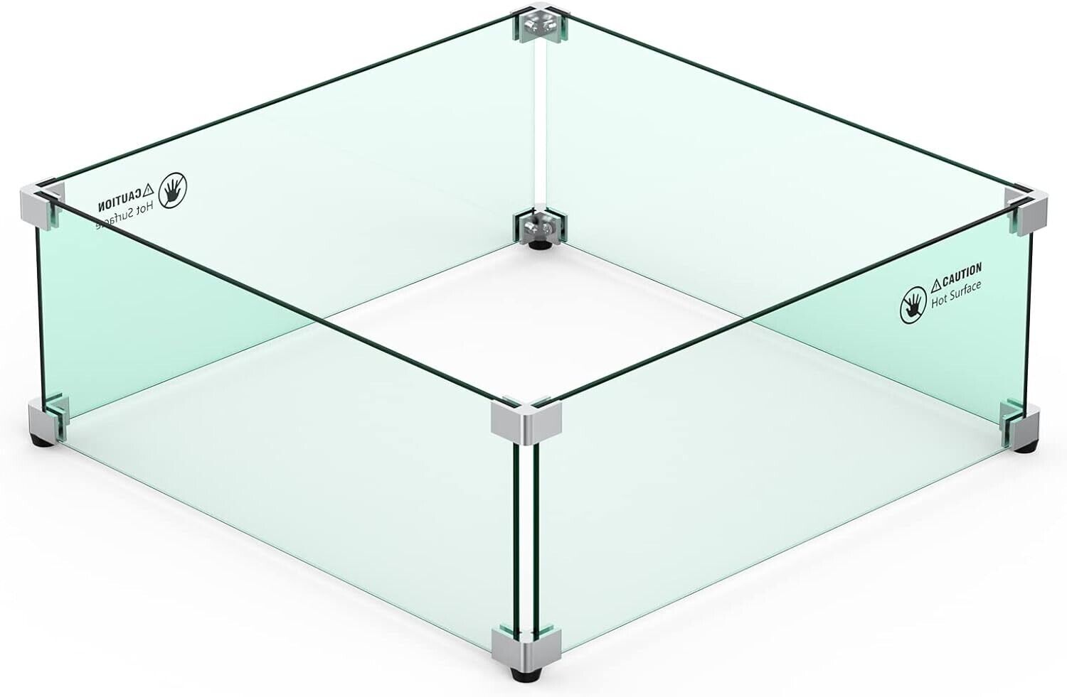 Skyflame Glass Wind Guard for Fire Pit Square, 18"x 18"x 6" Tempered Glass Flame