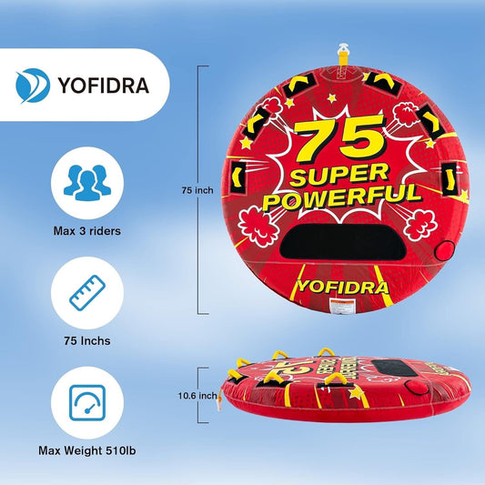 Yofidra Towable Tubes for Boating 1-3 Persons, with Quick Connect Head and Storage Bag