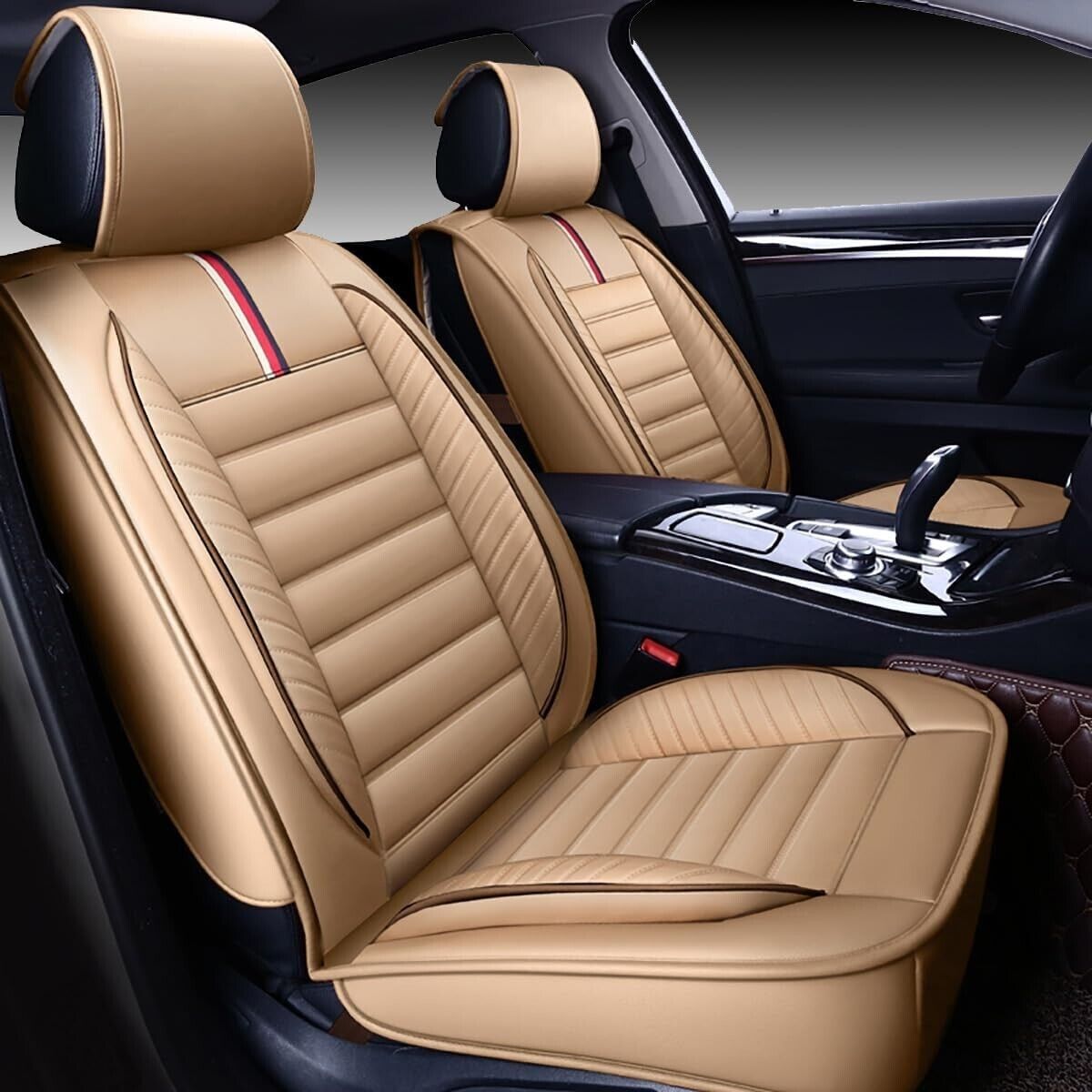 OASIS AUTO Car Seat Covers Accessories Full Set Premium Nappa Leather SUV Truck