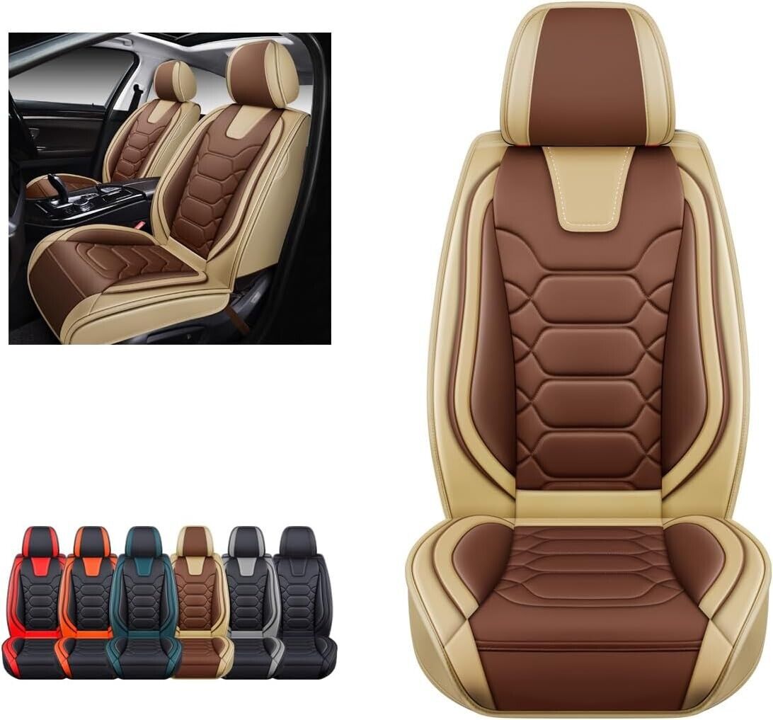 OASIS AUTO Car Seat Covers Accessories 2 Piece Front Premium Nappa Leather