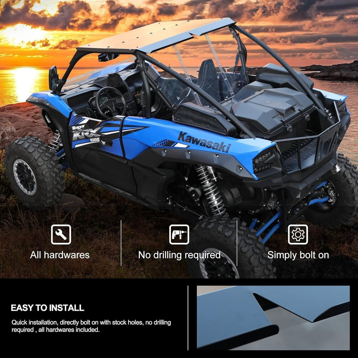 KIWI MASTER Aluminum Roof Compatible with 2020-2024 Kawasaki Teryx KRX 1000