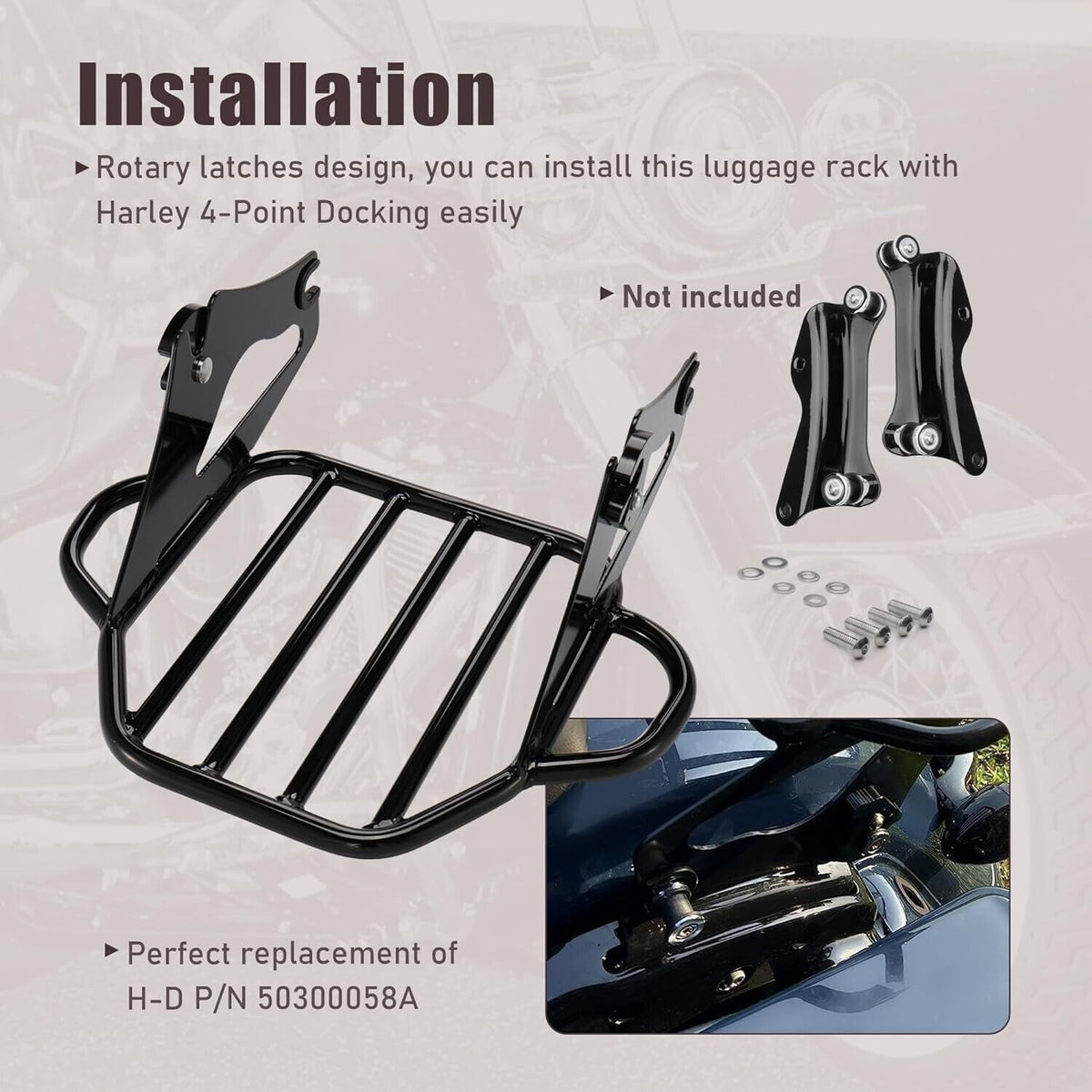 Mokitdora Detachable Two-Up Luggage Rack Mounting Rack For Harley - Davidson