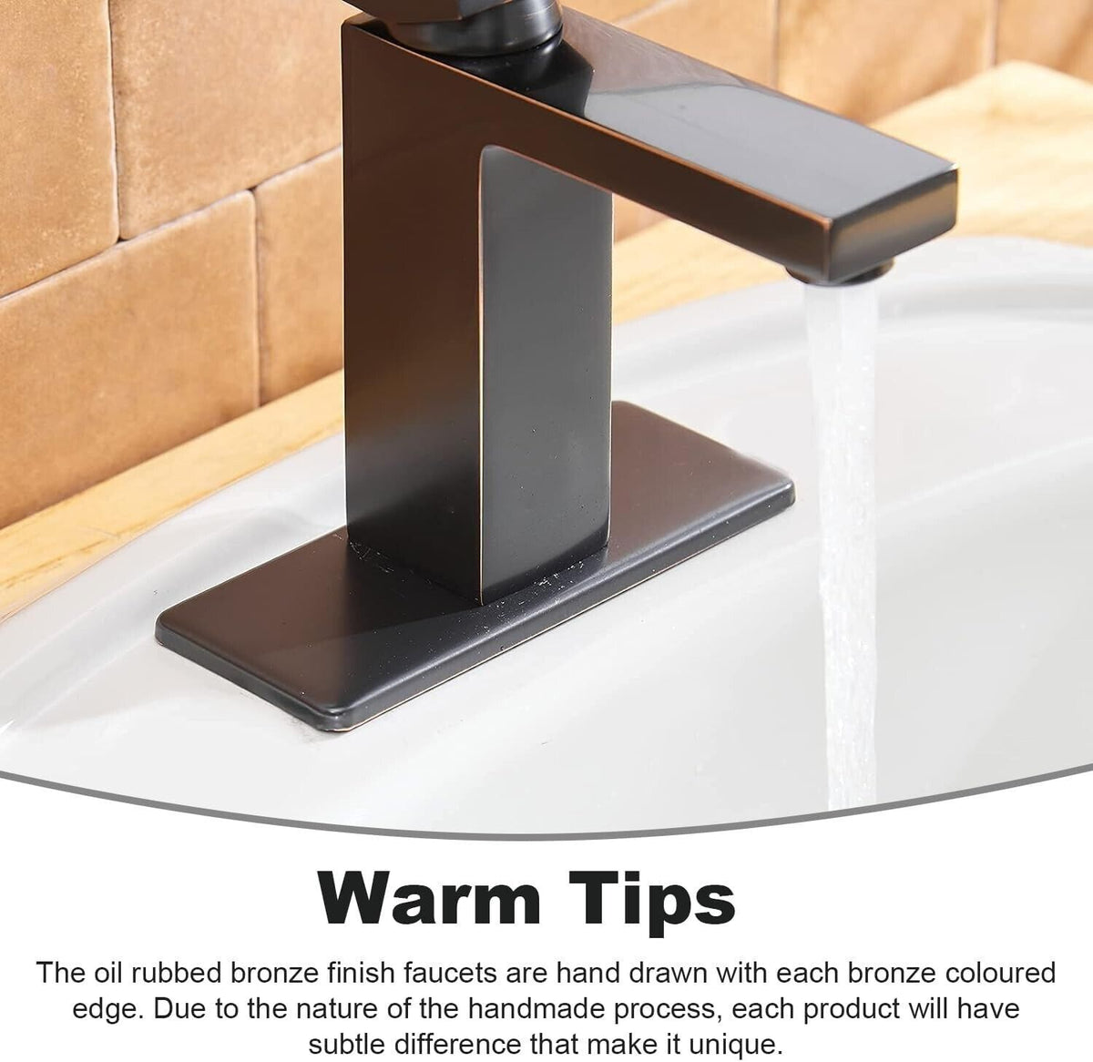 BWE Bathroom Sink Faucet Oil Rubbed Bronze Single Hole Modern Single Handle Bathroom Faucet with Pop Up Drain Assembly with Overflow and Supply Line Vanity Bath Mixer Tap Faucet Lead-Fre