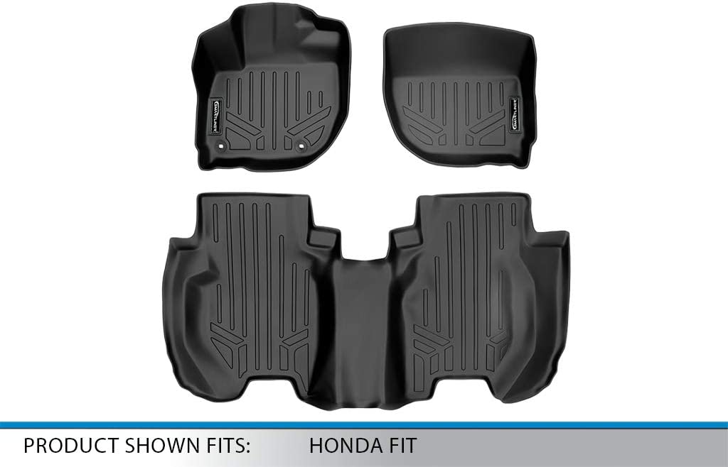 Honda Fit MAXLINER A0193/B0195 SMARTLINER Floor Mats 2 Row Liner Set Black for 2015-2020 Honda Fit